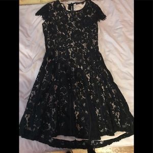 Black lace dress with tan detail